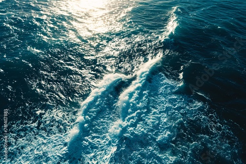 A Beautiful Ocean Scene with Sunlight and Waves Generative AI