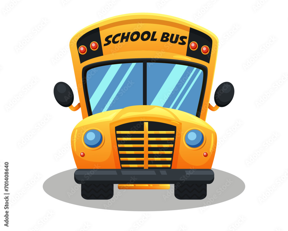 Isolated school bus. Vector yellow and cartoon school bus.