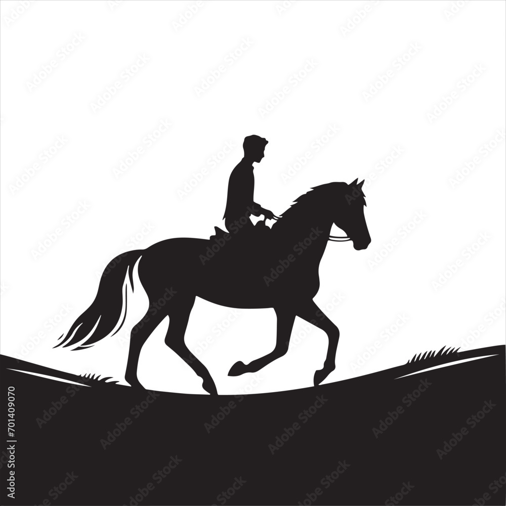 Celestial Canter: Silhouetted Rider and Horse in the Night's Enigmatic Dance - Man riding horse stock vector - Black vector horse riding Silhouette
Celestial Canter: Silhouetted Rider and Horse in the Night's Enigmatic Dance - Man riding horse stock vector - Black vector horse riding Silhouette