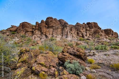 Wallpaper Mural Mountain erosion formations of red mountain sandstones, Desert landscape with cacti, Arizona Torontodigital.ca