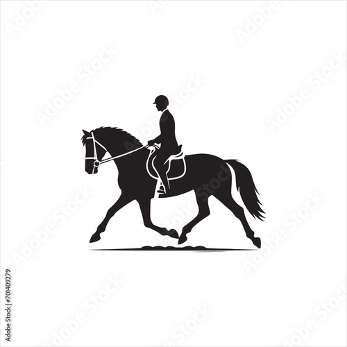 Riding Under the Stars: Horse Silhouette in Celestial Harmony - Man riding horse stock vector - Black vector horse riding Silhouette  © Vista