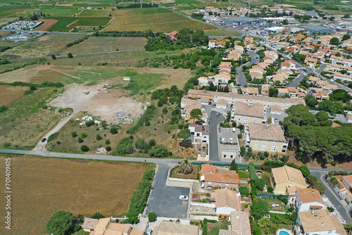 Photo aérienne Marseillan lotissement urbanisme aménagement territoire Hérault Occitanie Artenseo Languedoc Roussillon France