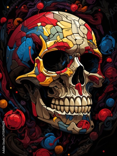 Colored Illustration of a Skull
