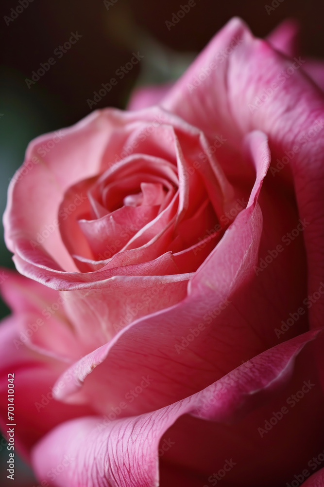 Macro pink rose flower as vertical Greeting card template composition Macro pink rose flower as vertical Greeting card template composition