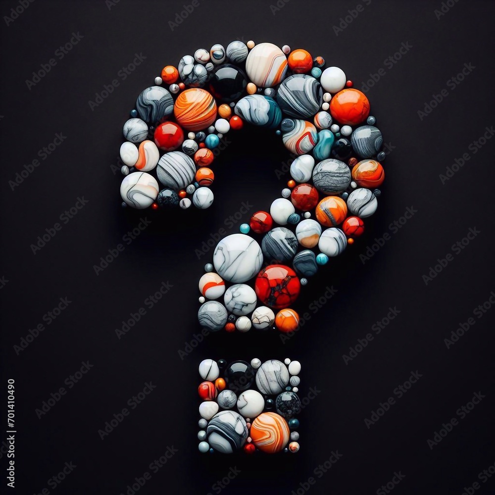 question mark shape made of marble pebbles. AI generated illustration question mark shape made of marble pebbles. AI generated illustration