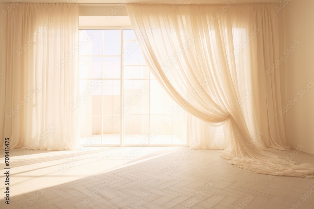 Fototapeta premium modern empty bright room with curtains interior design