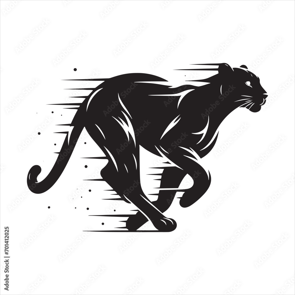 Swift Runner: Leopard's Silhouette in Agile Motion - Running leopard Silhouette, Leopard Black Vector Stock
 - obrazy, fototapety, plakaty 
