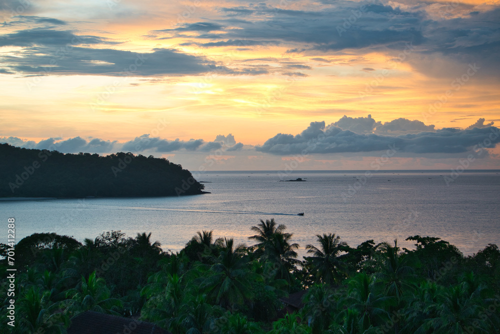 beautiful sunset on an island