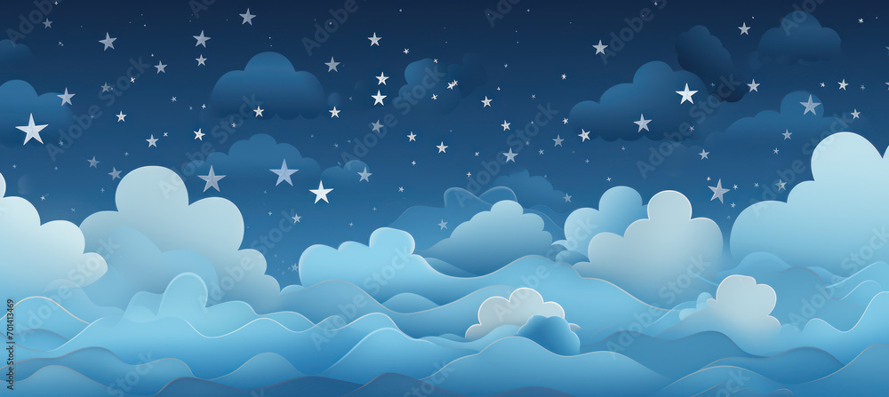 Dreamy Blue Starry Background with Cloudscape Dreamy Blue Starry Background with Cloudscape