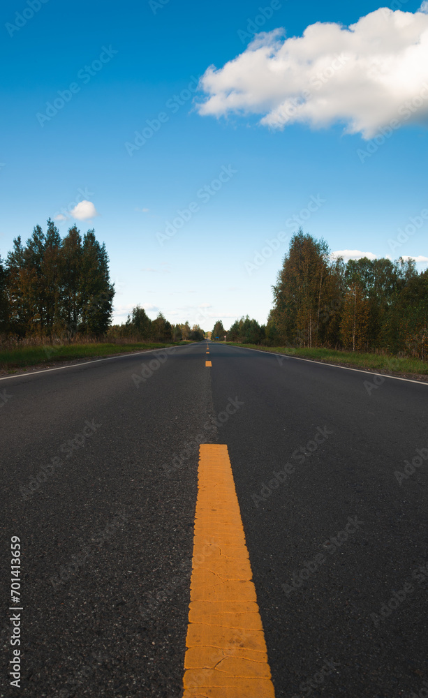 Emply asphalt road and blu sky.