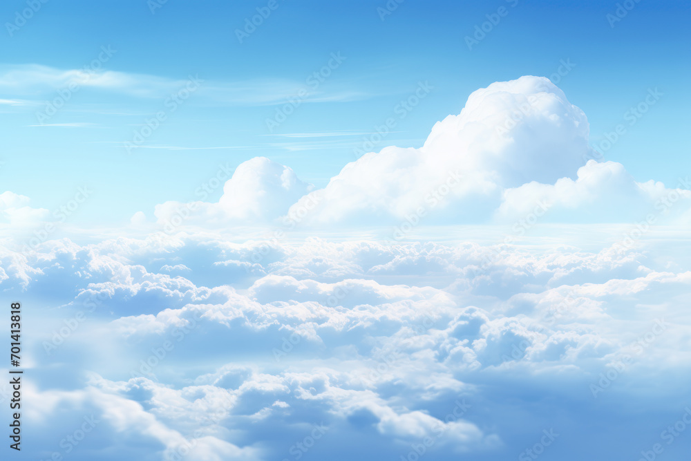 High-Key Illumination, Softly Lit Cloudy Blue Sky Landscape