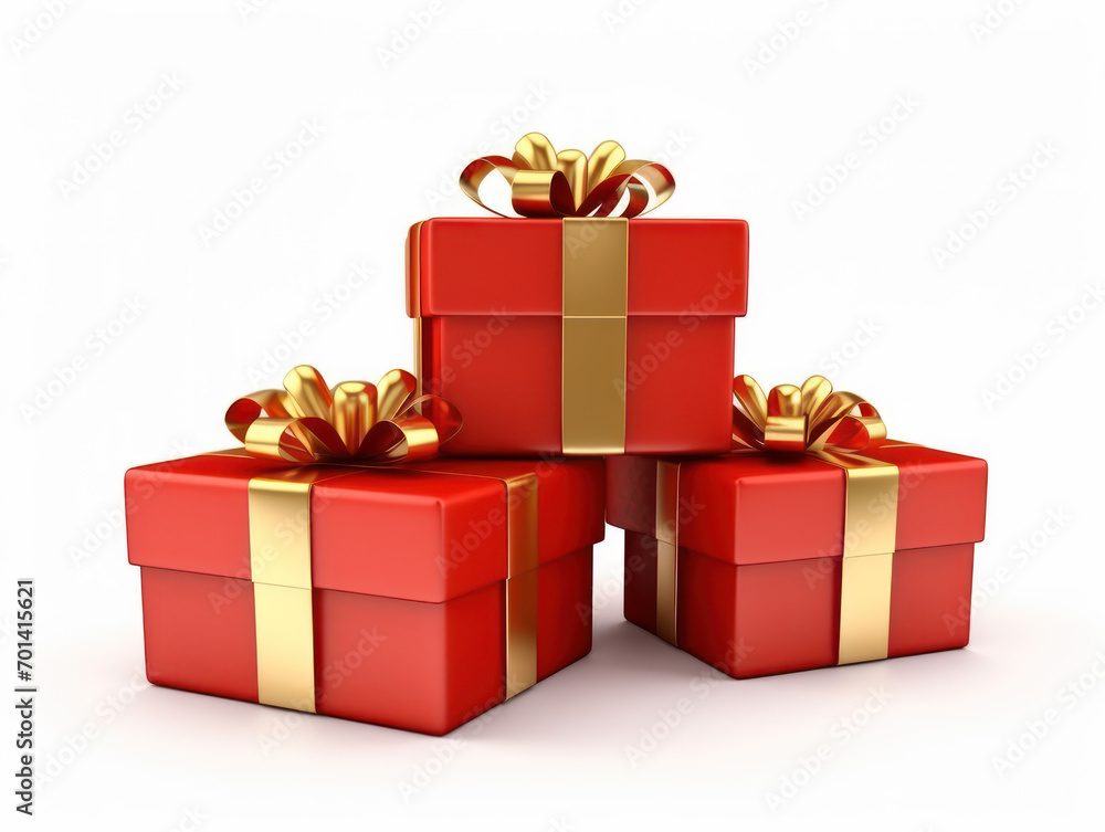 Render luxury gift box with elegant ribbon on white background Render luxury gift box with elegant ribbon on white background