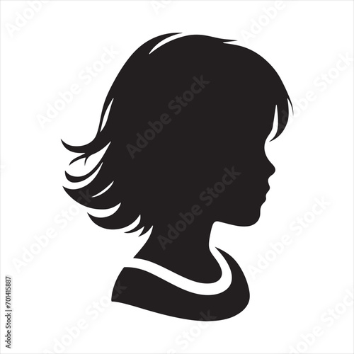 Silhouette of a Kid: Tender Contours Expressing the Beauty of Innocent Play - Black Vector Stock Child 