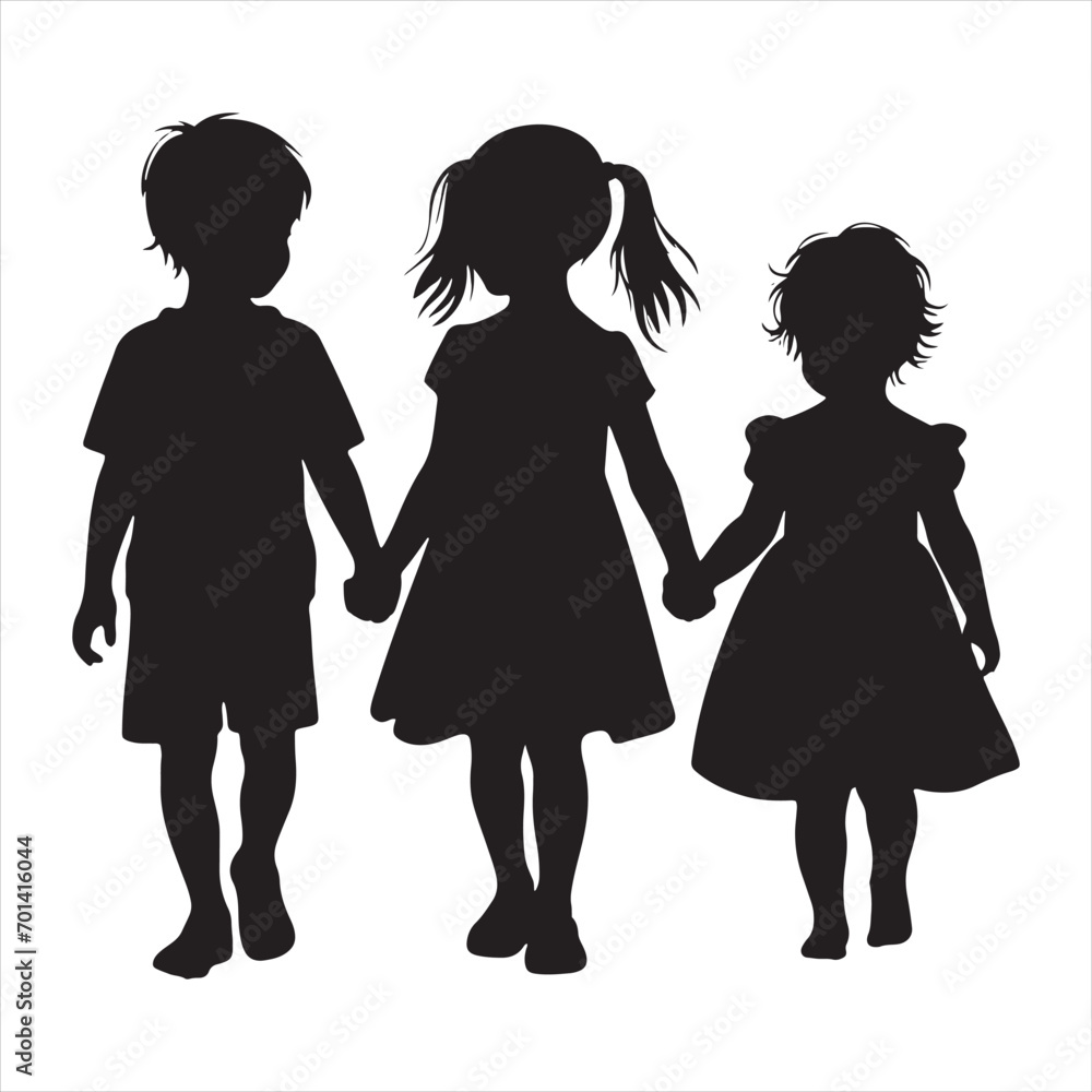 Silhouette of Child: Carefree Moments Frozen in Blackened Form - Child Silhouette Kid Black Vector Stock

