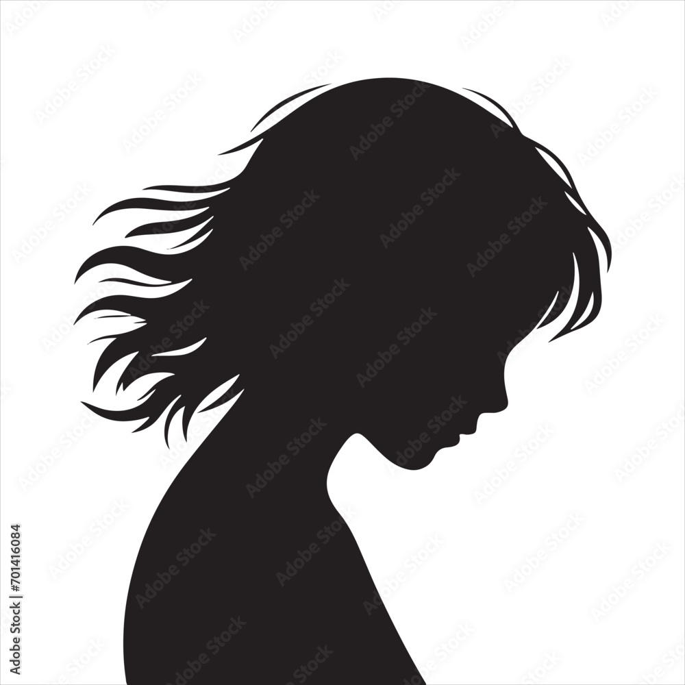 Child Silhouette: Endearing Silhouetted Moments of Youthful Delight - Kid Black Vector Stock
