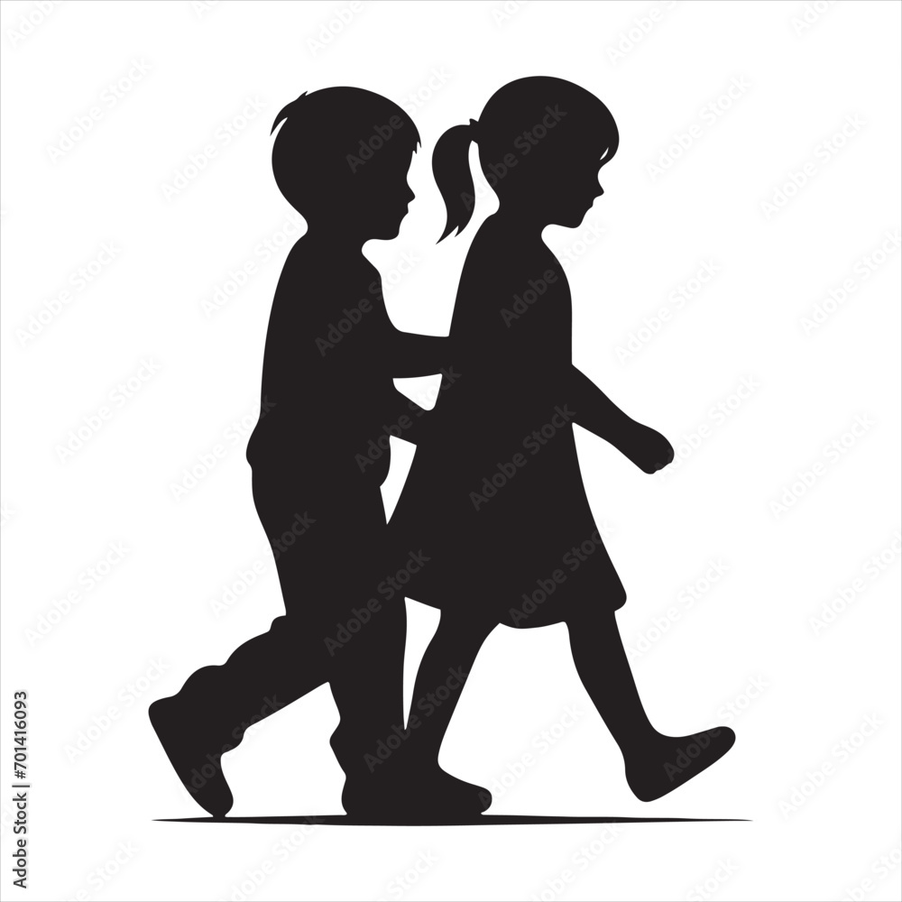 Kid's Play Silhouette: Expressing the Essence of Youthful Energy - Black Vector Stock
