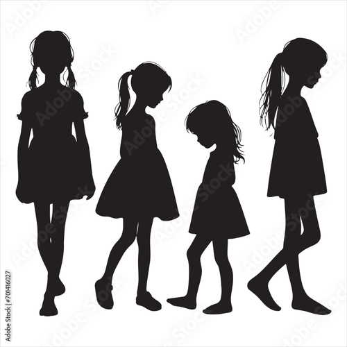 Silhouette of a Happy Children Radiance Echoing in Simple Darkness - Kids Black Vector Stock 