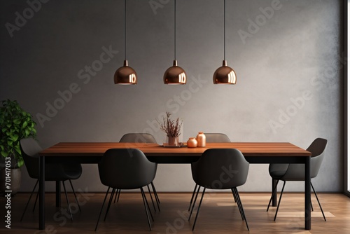 Dining table for home decor and interior design with dim lighting