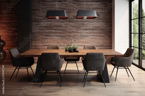 A modern dining table for home decor and kitchen © Tarun