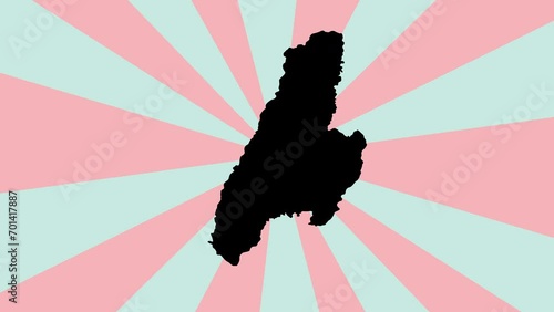 Animation of Cuba country map icon with rotating background