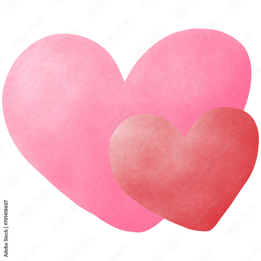 Two red and pink hearts illustration