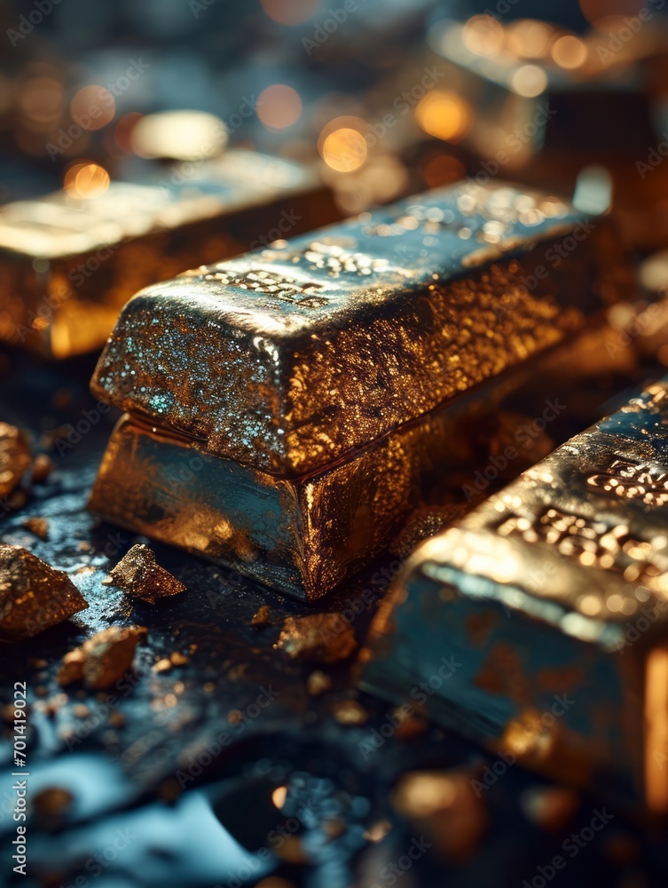 Close-Up Shot of Radiant Golden Bars Close-Up Shot of Radiant Golden Bars