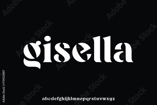 Unique decorative stencil type alphabet display font vector. Creative typography style