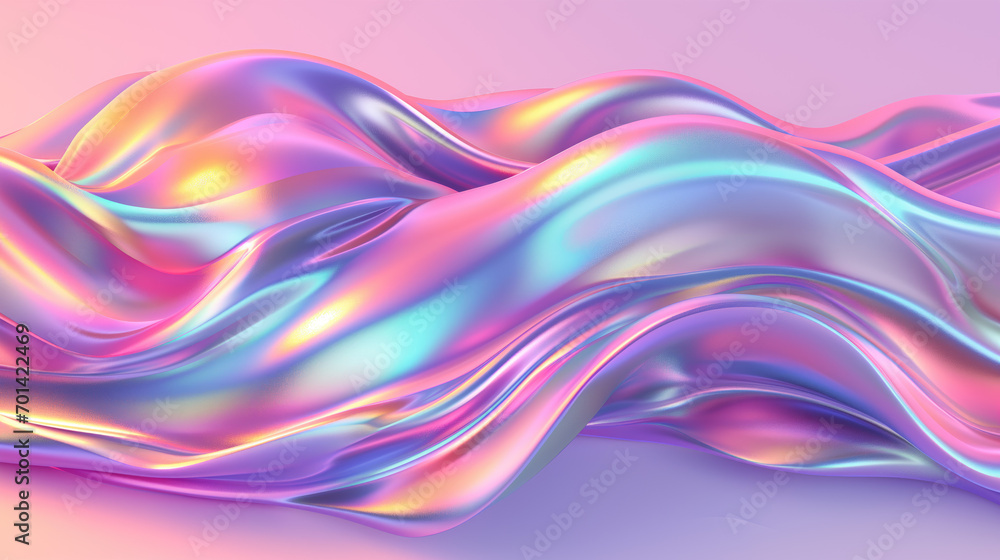 Mesmerizing Abstract Holographic Iridescent Satin Foil Wavy Background, Generative AI Mesmerizing Abstract Holographic Iridescent Satin Foil Wavy Background, Generative AI