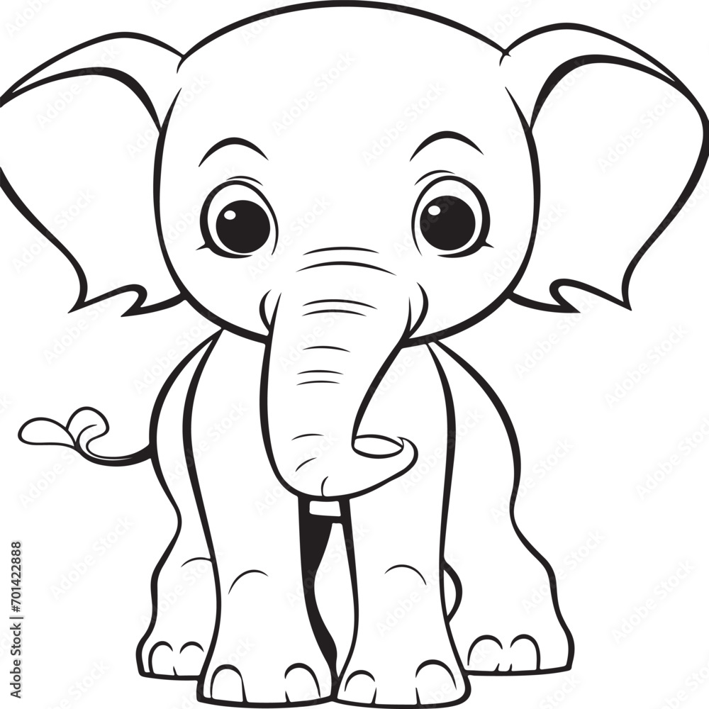 Fototapeta premium cute elephant coloring page