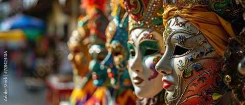 Brazilian carnival masks. Rio de Janeiro carnival mask with feathers. Brazilian carnival. © John Martin