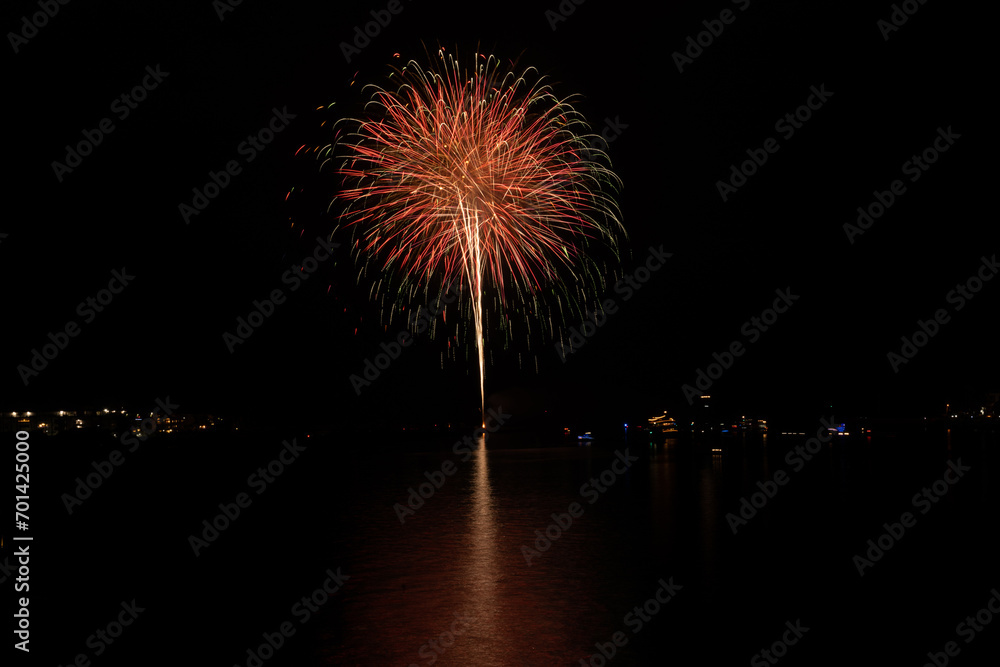 New Year's Eve fireworks over the channel in Marina del Rey, CA celebrate east coast midnight. New Year's Eve fireworks over the channel in Marina del Rey, CA celebrate east coast midnight.