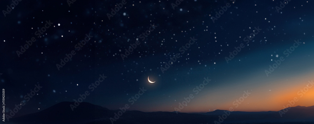 Sky night stars and moon, night moon wallpaper, islamic night