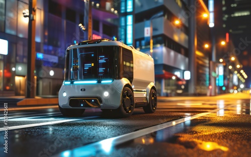 Delivery Robot Data on street. © Nattadesh