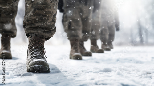 men's legs in ski pants and winter boots go through the snow close-up. for signage shop labels flyers advertising banners