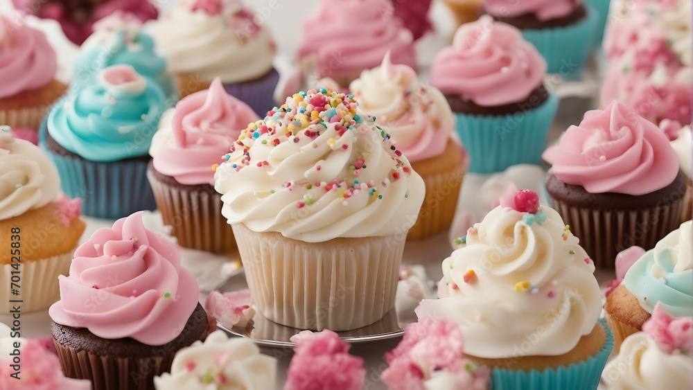 cupcakes with pink icing
