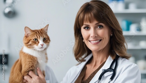 veterinarian with cat