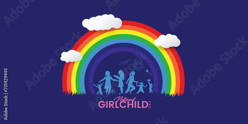 International Day of the Girl Child. 11 October - International Day of the Girl Child. International Children's Day Greeting Card. Editable vector illustration daughter, girl.