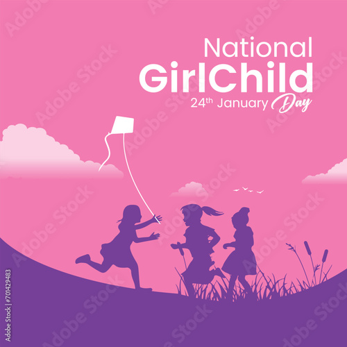International Day of the Girl Child. 11 October - International Day of the Girl Child. International Children's Day Greeting Card. Editable vector illustration daughter, girl.