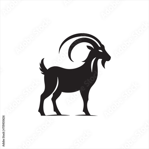 Enigmatic Explorer: Goat Silhouette on Cosmic Exploration - Goat Black Vector Stock
