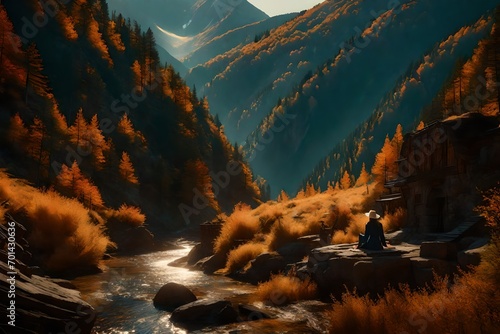 In the early light of Autumn, picture a mountainous landscape that appears almost otherworldly. The impeccable lighting 
