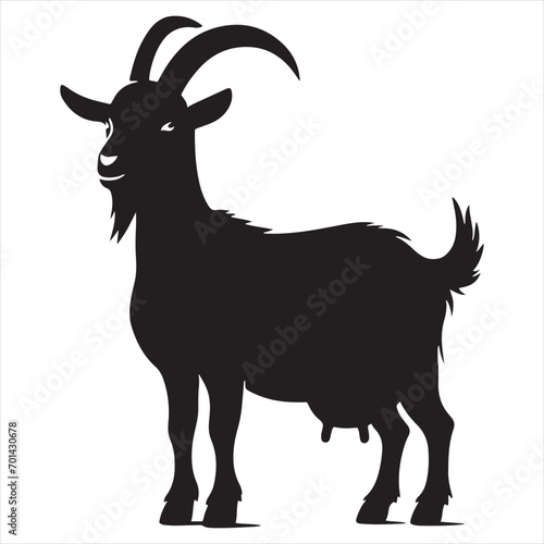 Lunar Legacy: Goat Silhouette Leaving Imprints on Starry Canvas - Goat Black Vector Stock
