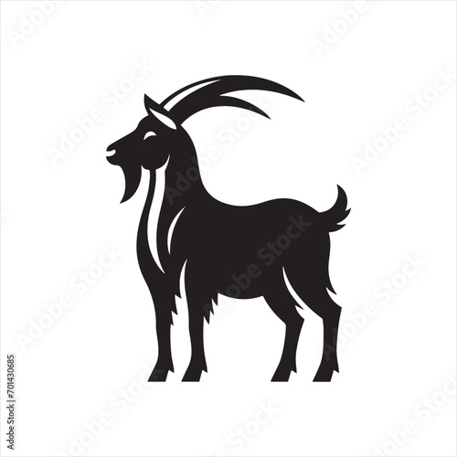 Galactic Glimpse  Goat Silhouette Caught in Cosmic Glint - Goat Black Vector Stock 