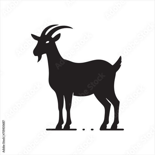 Ethereal Emissary: Goat Silhouette Bearing Messages in Starry Night - Goat Black Vector Stock
