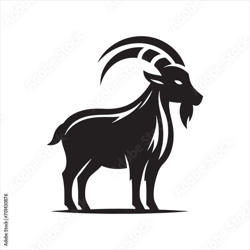 Galactic Grazing  Goat Silhouette Nourished by Starlight - Goat Black Vector Stock 