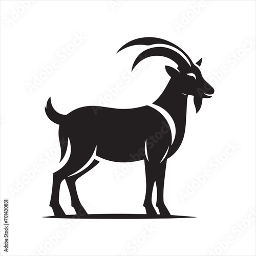 Whispering Whiskers: Curious Goat Silhouette in Midnight - Goat Black Vector Stock
