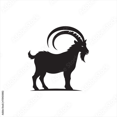 Lunar Luminary: Goat Silhouette Bathed in Moon's Radiance - Goat Black Vector Stock
