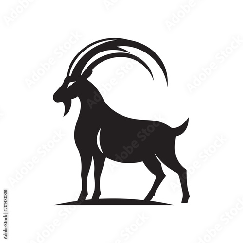 Majestic Shadows: Elegant Goat Silhouette in Moonlight - Goat Black Vector Stock
