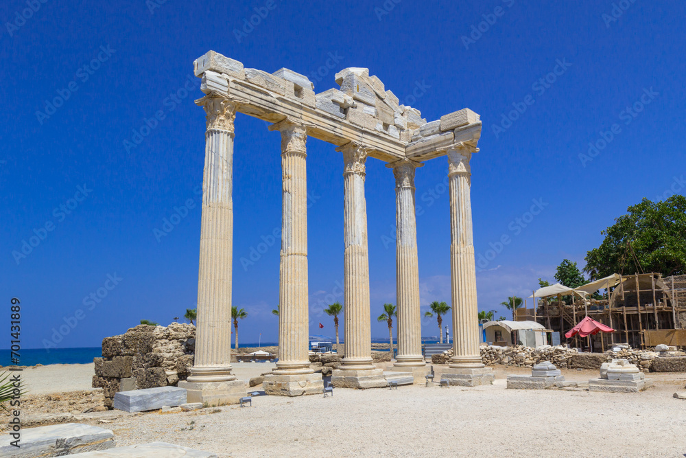 Ancient ruins of the Temple of Apollo in Side, Turkey