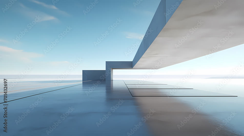 3d render of abstract futuristic architecture with empty concrete floor 3d render of abstract futuristic architecture with empty concrete floor