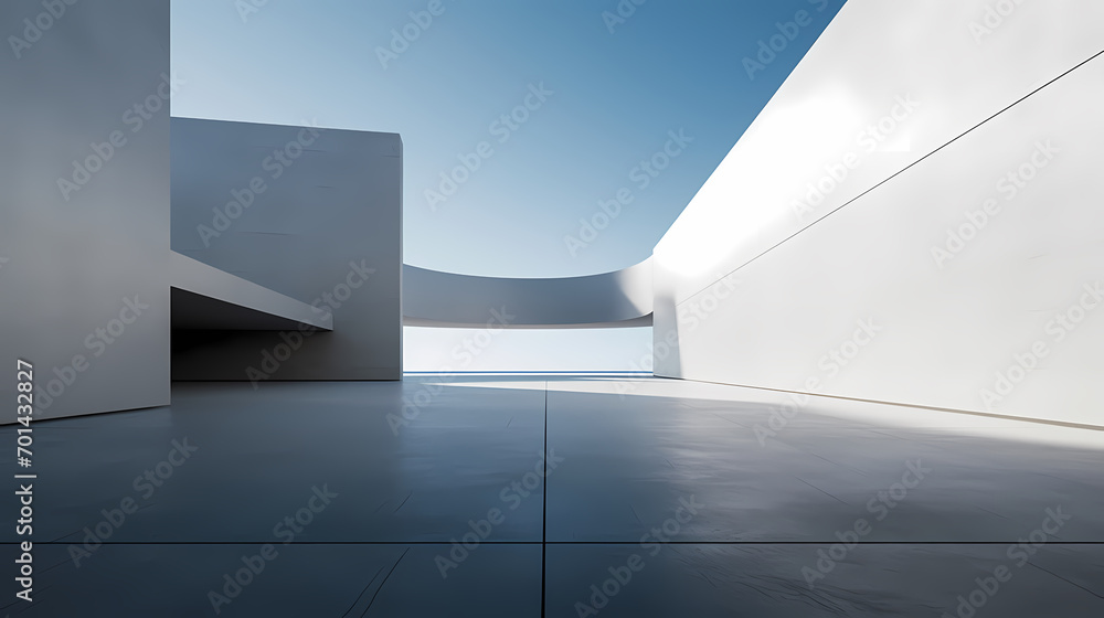 3d render of abstract futuristic architecture with empty concrete floor 3d render of abstract futuristic architecture with empty concrete floor